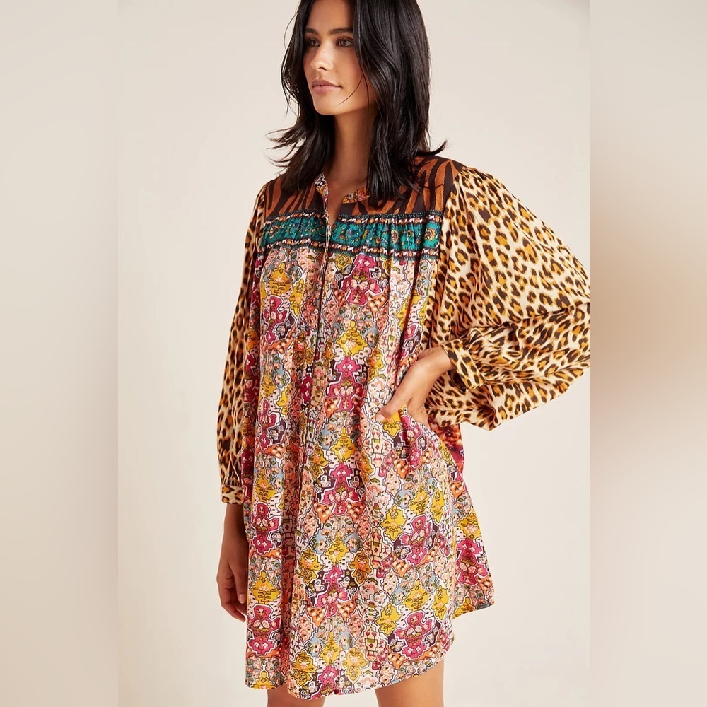 Anthropologie Mixed Animal Print Maxine Dolman Sleep Top